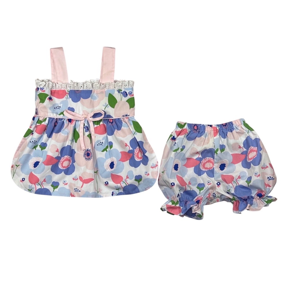TBBC The Beaufort Bonnet Company Palm Spring Peony Diaper Cover Set Size 6-12M